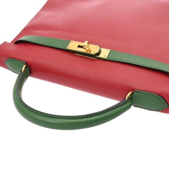 HERMES Kelly 32 Outside stitching 2WAY Bicolor Rouge vif/Green 800000138022000 - Picture 3 of 10